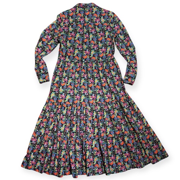 Boden Cotton Black Floral Tiered Maxi Shirt Dress Sz 8R - Picture 2 of 15
